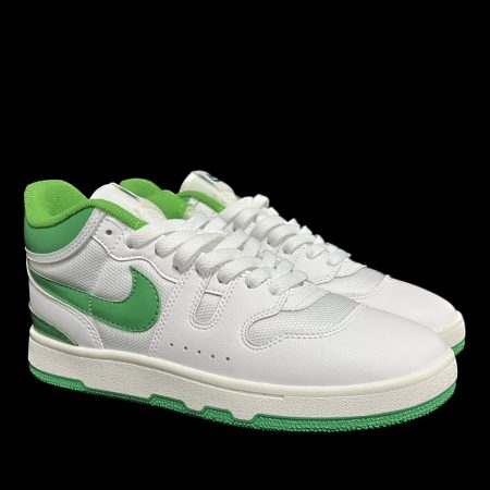 Nike Mac Attack White Green Crush. Mesh/leather mix, white base, red Swooshes. Style: FB8938-104. Sizes: 36-46.