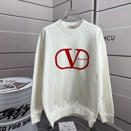 Valentino 2025 Fall/Winter hoodie with 3D flocked logo. Unisex sizes S-XXL. Colors: Black, White.