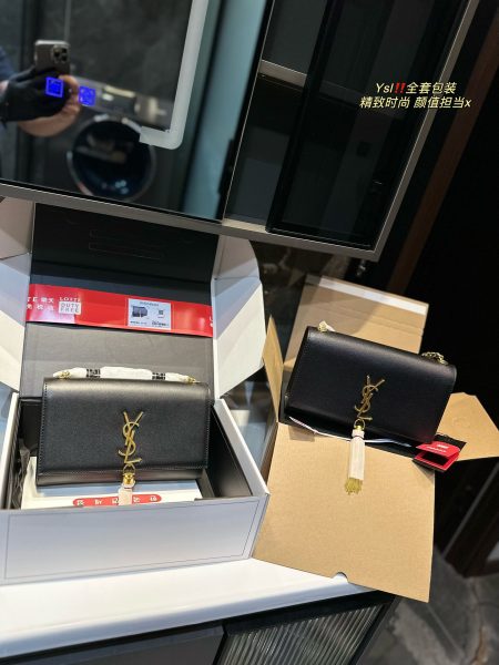 YSL chain bag Kate Chain and Tassel in textured leather. Latest, best, most practical! Features iconic logo, 100% imported calfskin with caviar pattern, durable. Timeless classic. Size: 23x15cm.