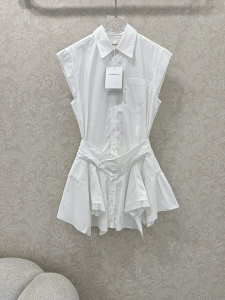 ALEXANDER WANG 25 early autumn asymmetrical dress with detachable two-piece design, logo embroidery, and three sizes available.