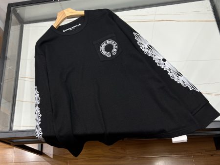 P255-25SS printed long sleeve unisex fashion top. Soft, breathable fabric. Versatile for casual or work wear. Available in black, sizes S-M-L.