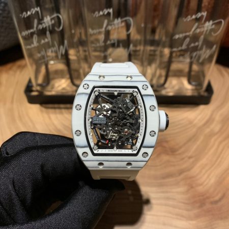 Richard Miller RM-035 jade carbon fiber luminous skeleton watch, 50x42mm, automatic mechanical movement.