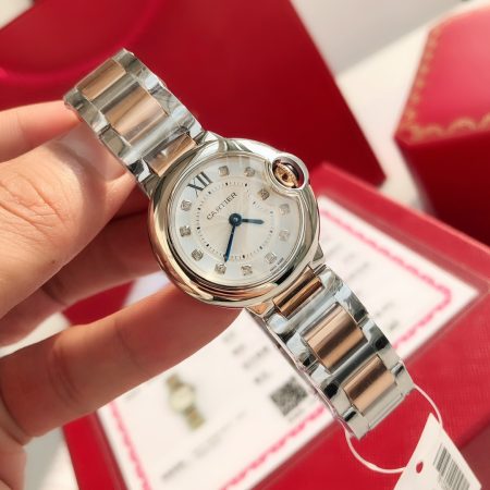 Genuine 18K gold plated Cartier diamond watch. 28mm quartz, 11 VS1.2 diamonds, certified. Official website verification. Limited stock.