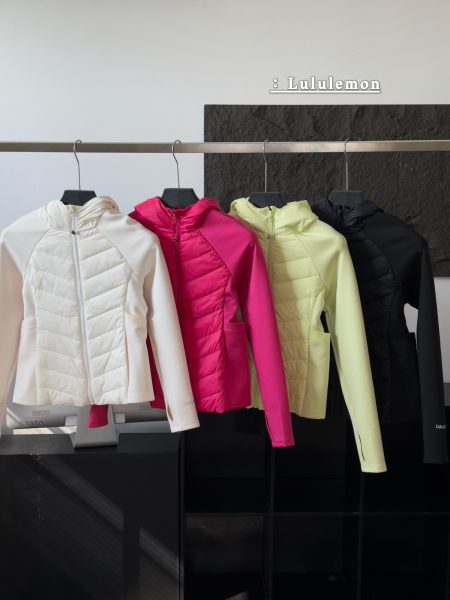 Lululemon self-heating lightweight hooded down jacket with slim fit, advanced down technology, curved hem, and YKK zipper.
