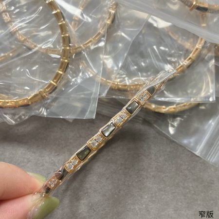 Bvlgari Natural Gray Shell Narrow Snake Bone Bracelet